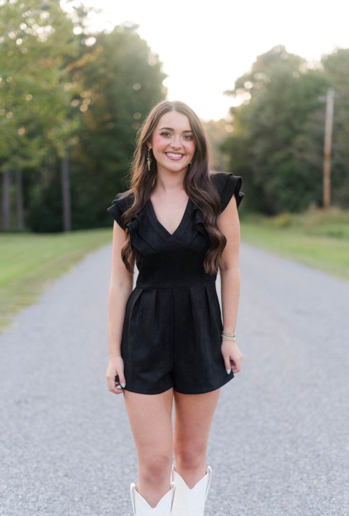 Black Suede Romper