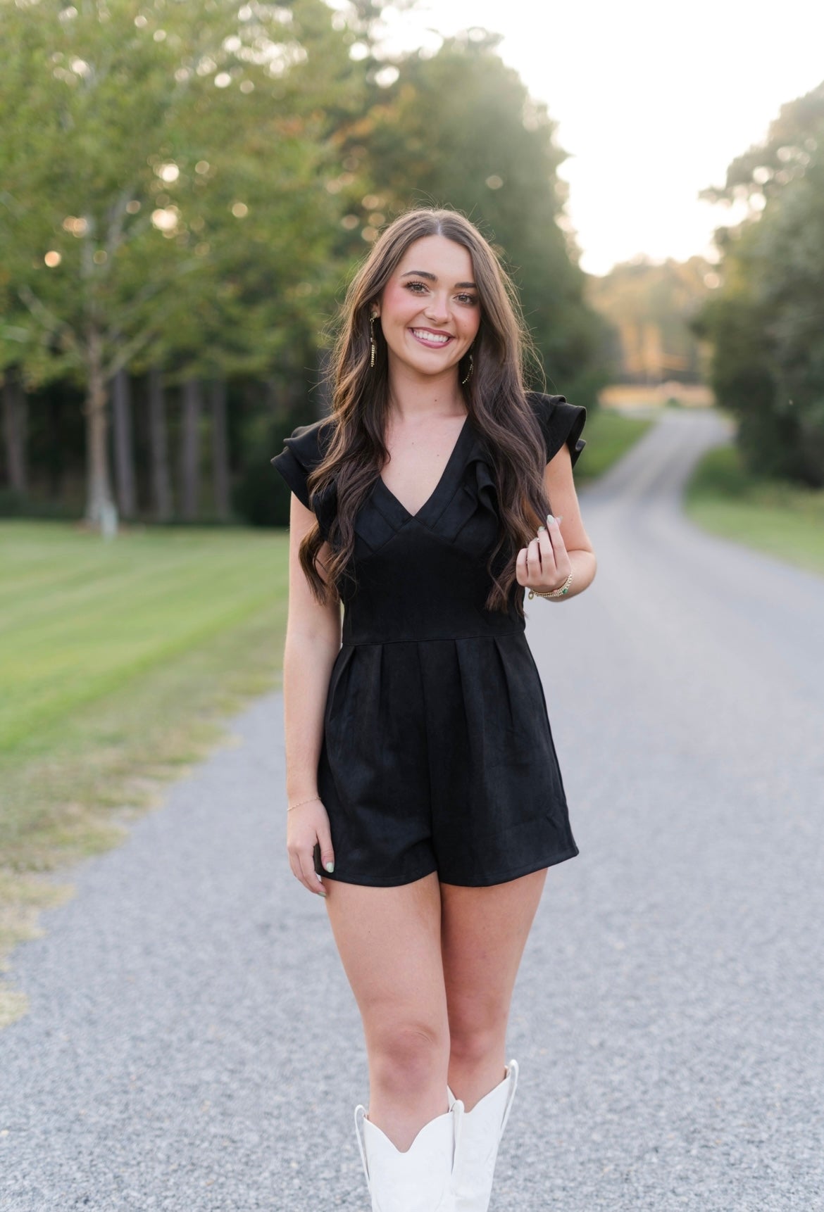 Black Suede Romper