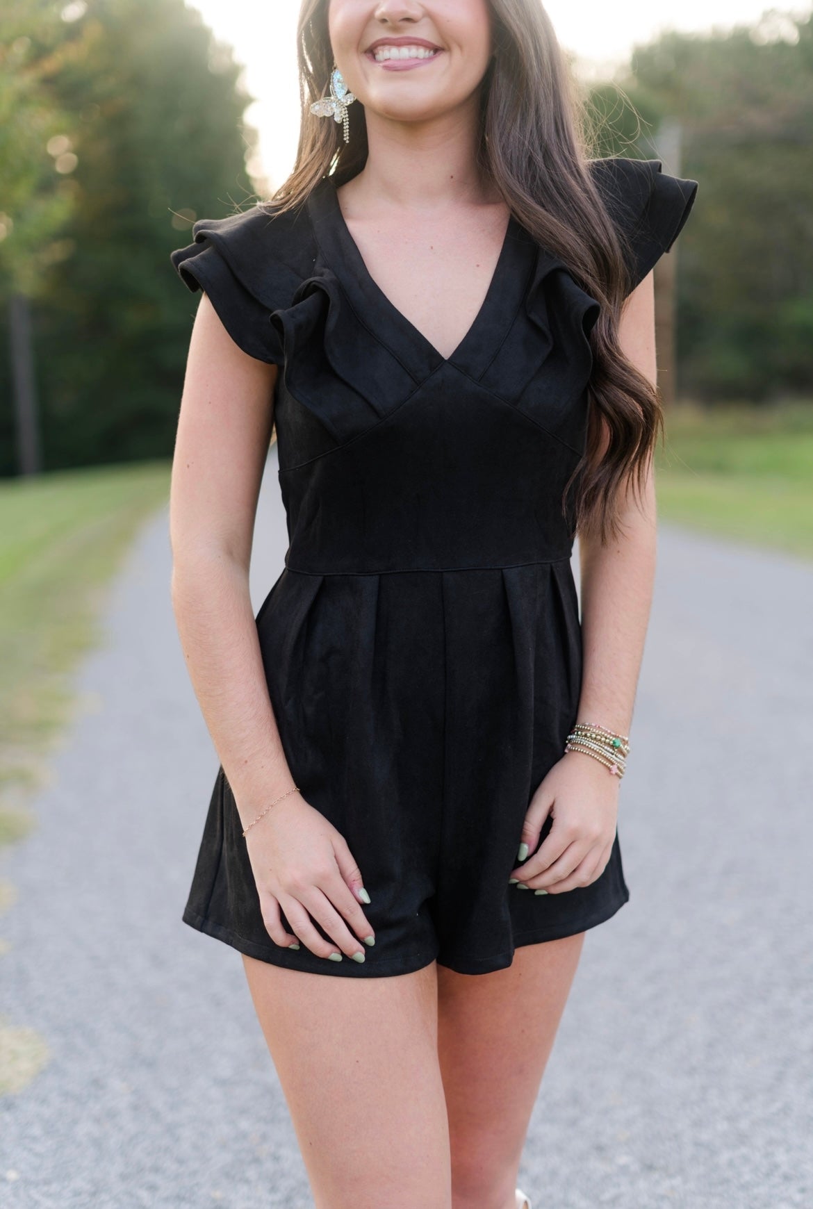 Black Suede Romper