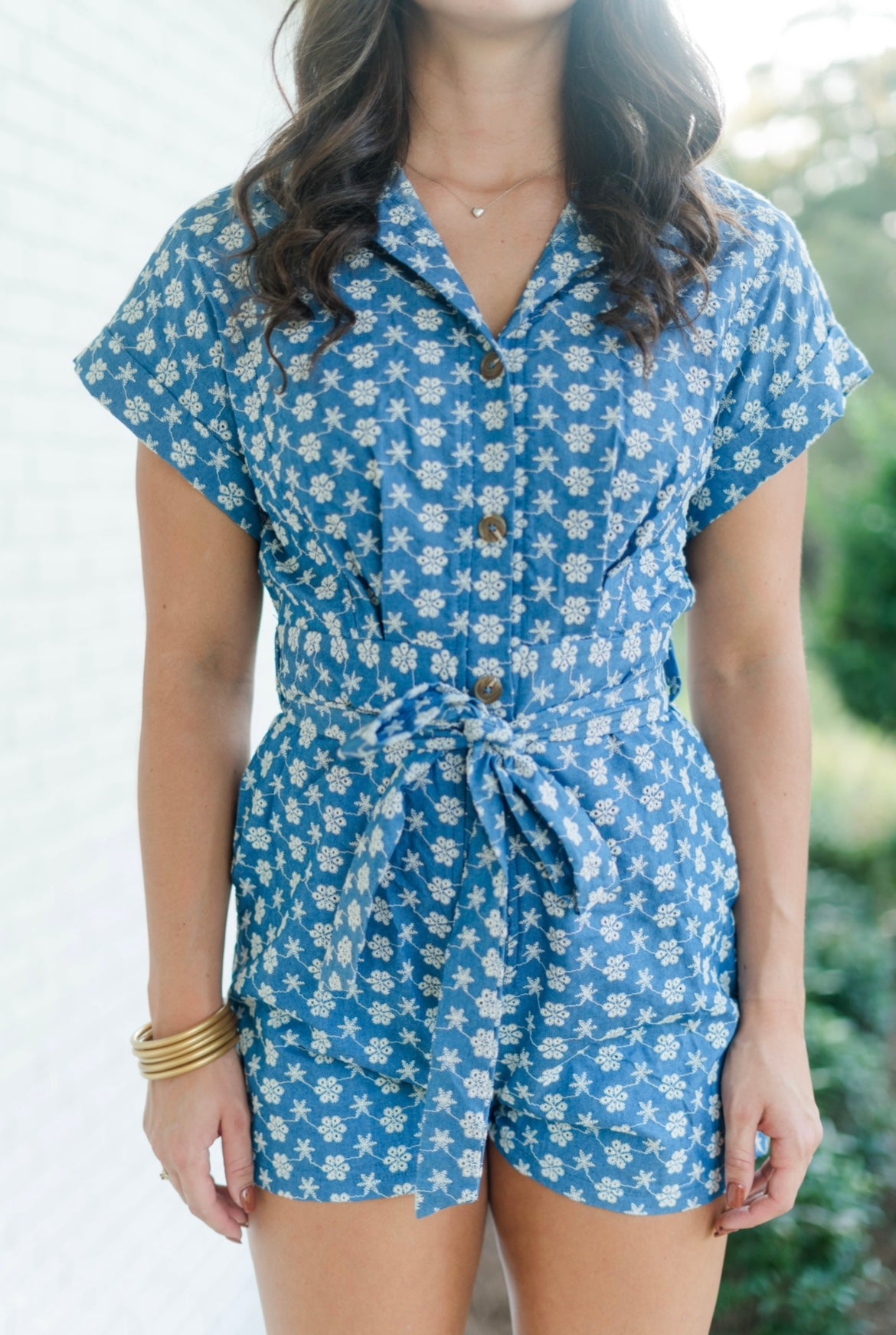 Denim Eyelet Romper