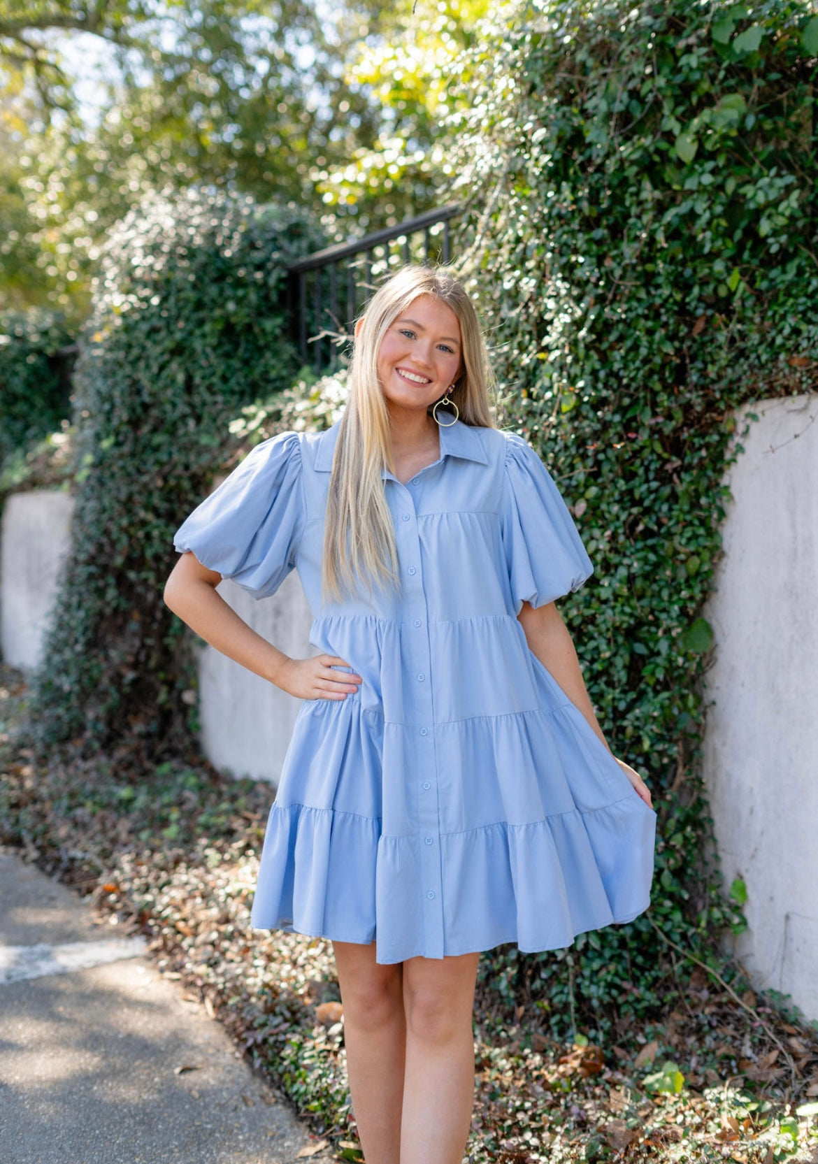 Blue Button Dress