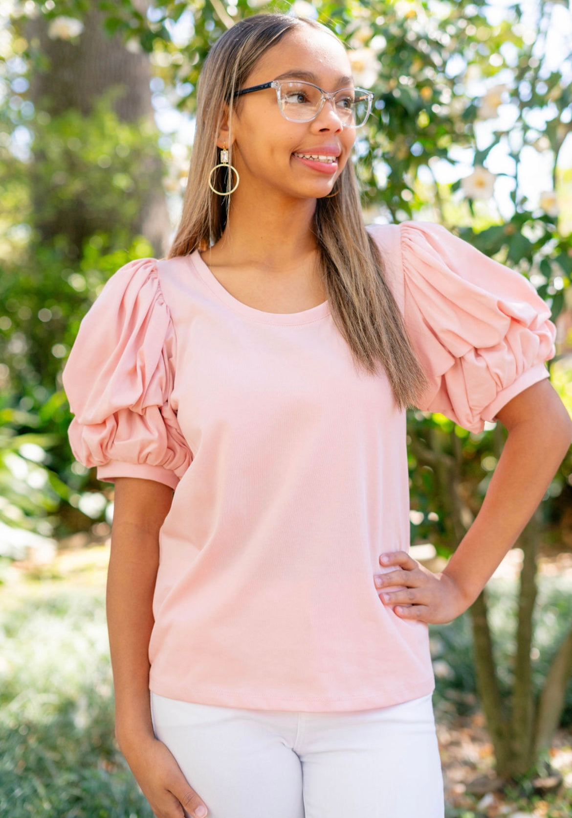 Pink Ruffle Sleeve Top