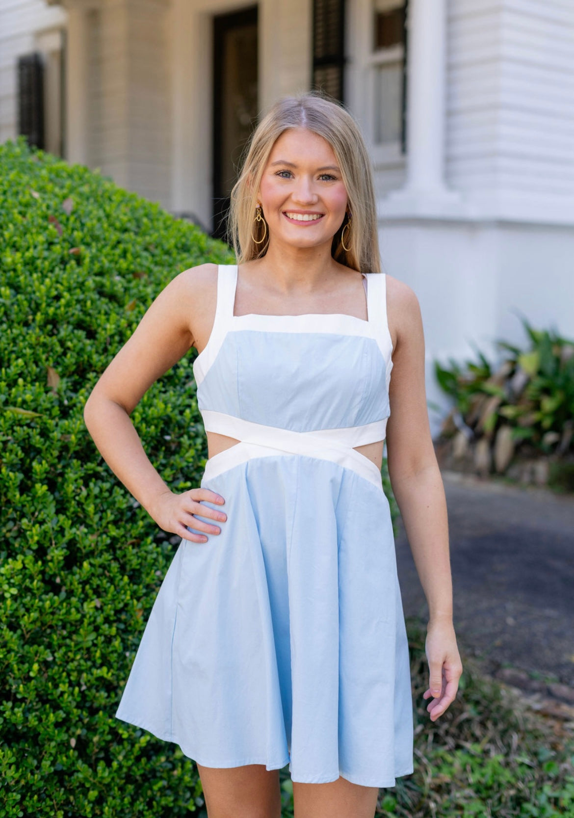 Sky Blue + White Dress