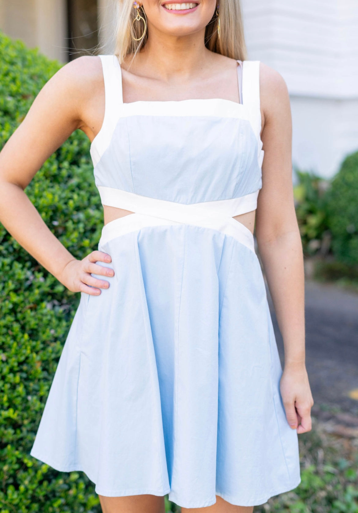 Sky Blue + White Dress