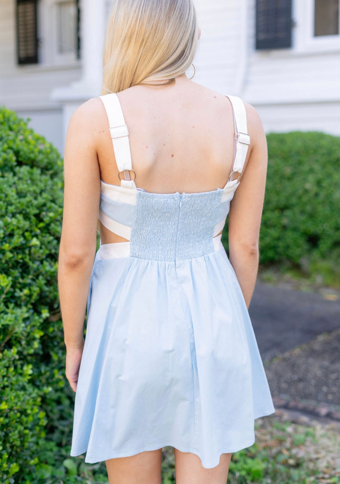 Sky Blue + White Dress