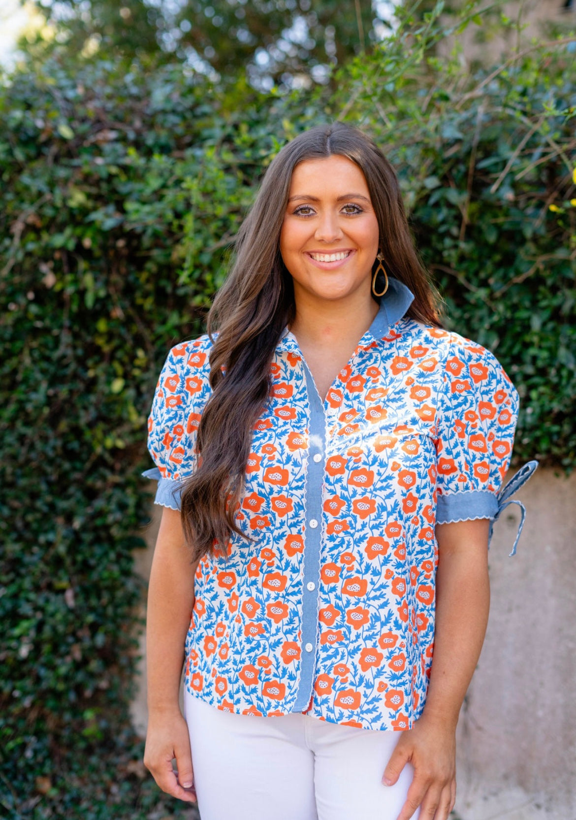 Orange/Denim Blouse
