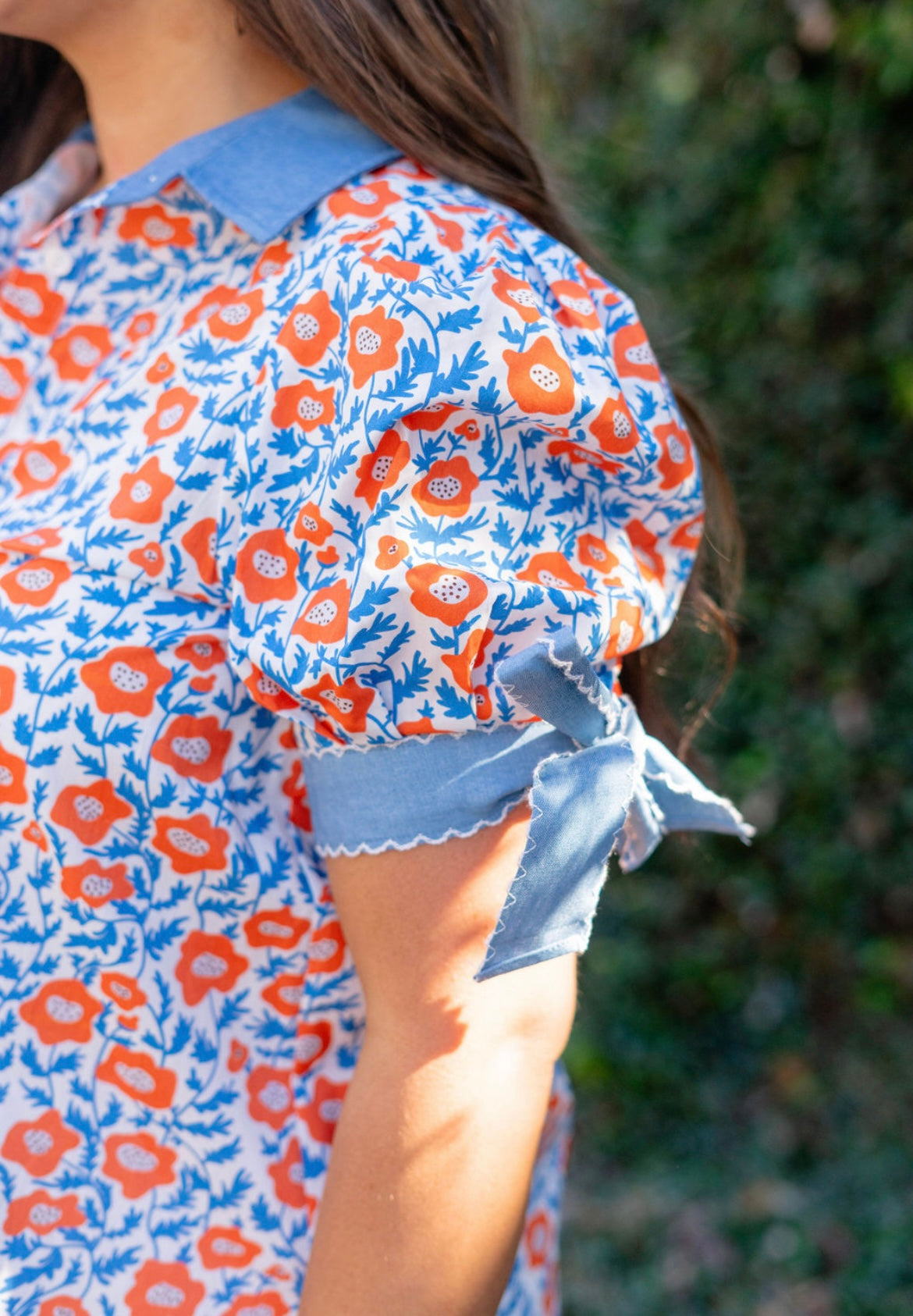 Orange/Denim Blouse