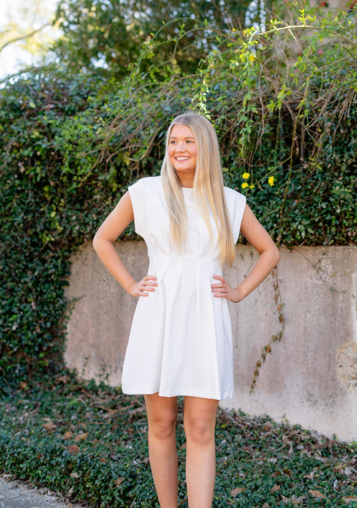 White Pleated Dress