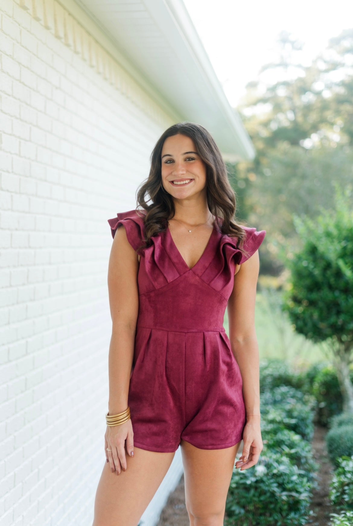 Maroon Suede Romper