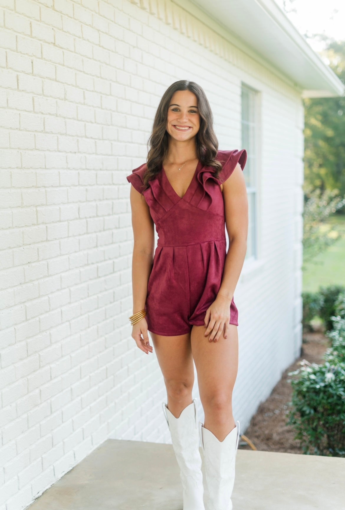 Maroon Suede Romper