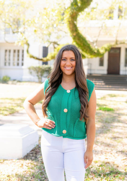 Kelly Green Button Top