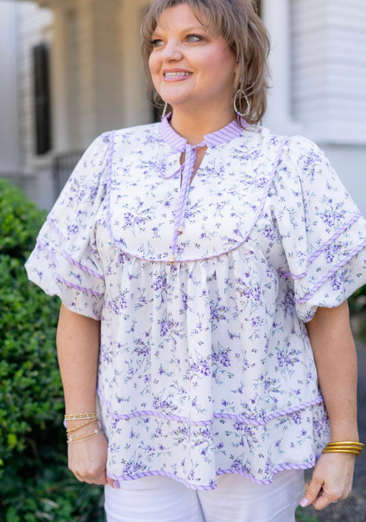 Lavender Floral Top