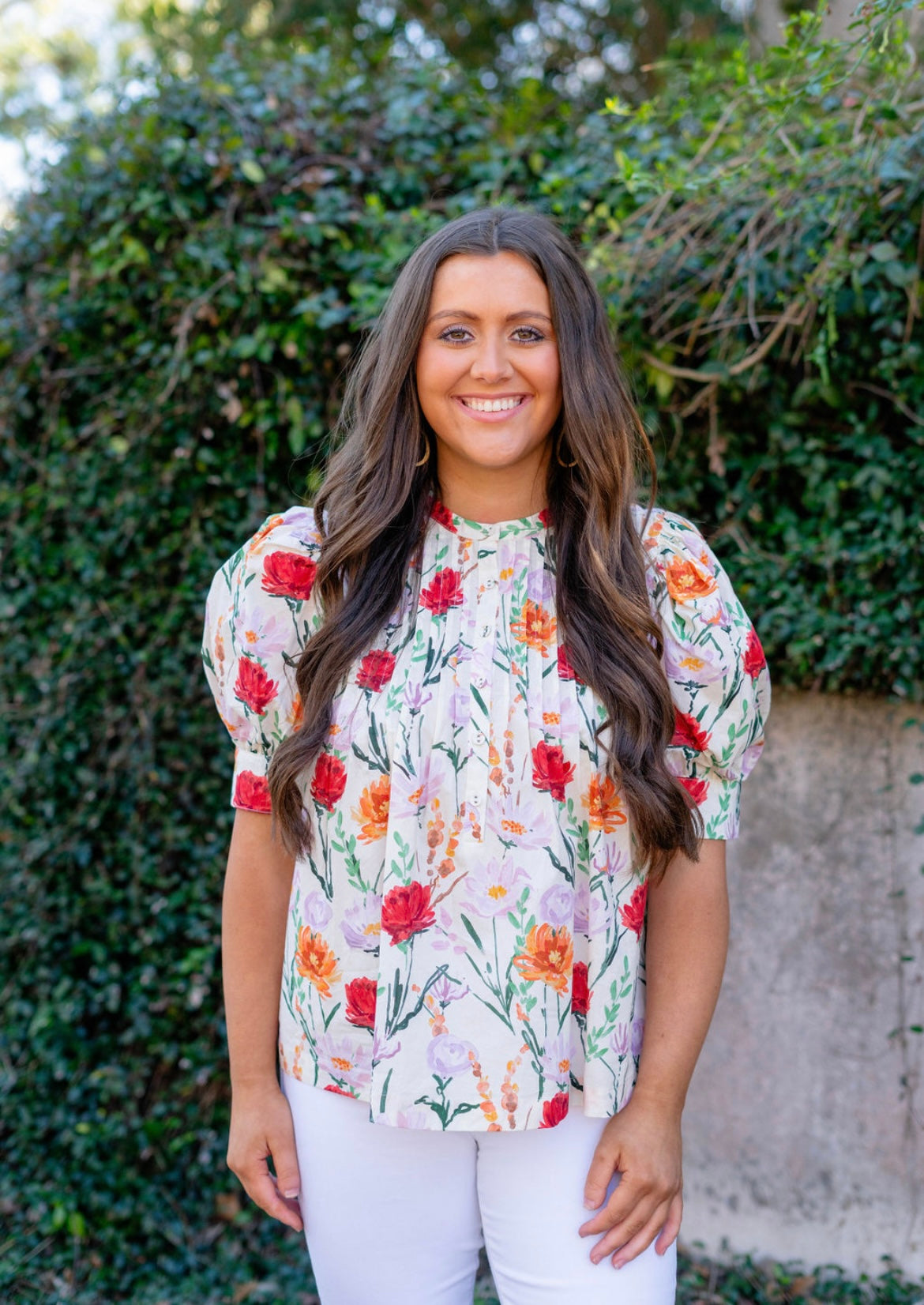 Red Floral Blouse