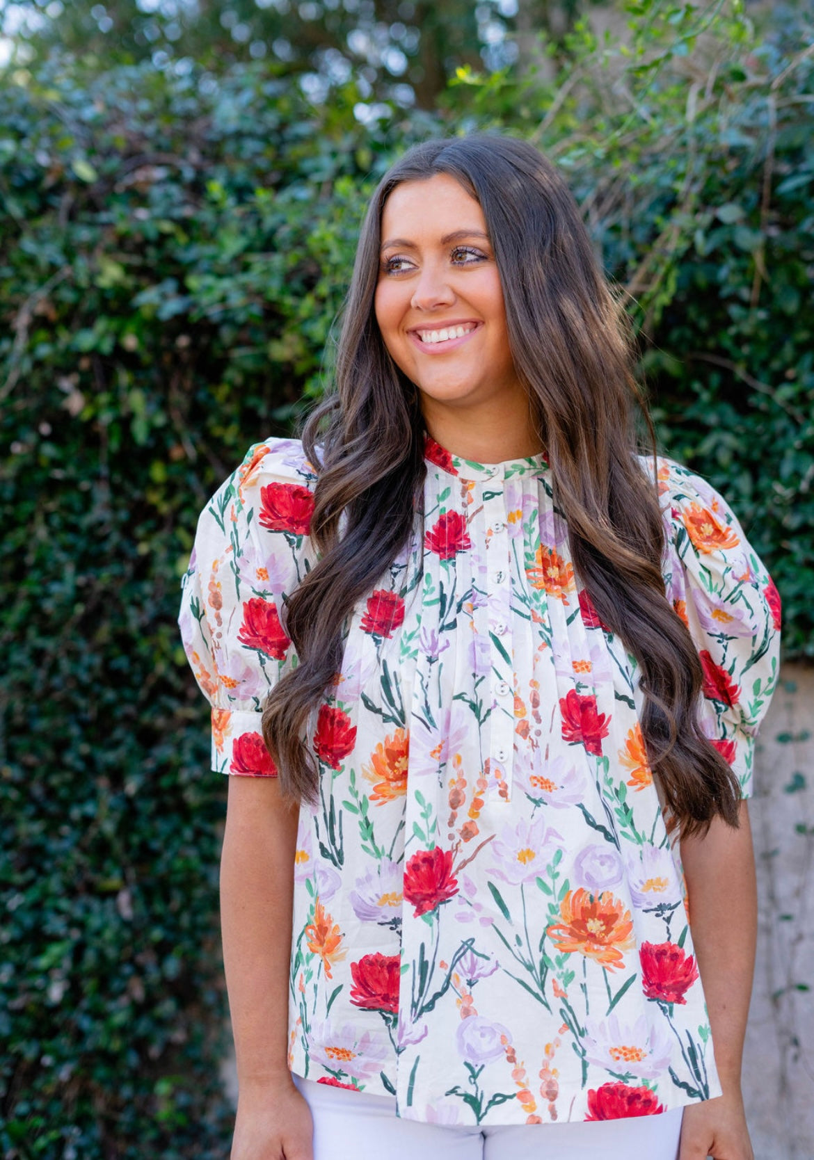 Red Floral Blouse