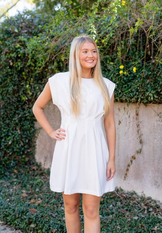 White Pleated Dress