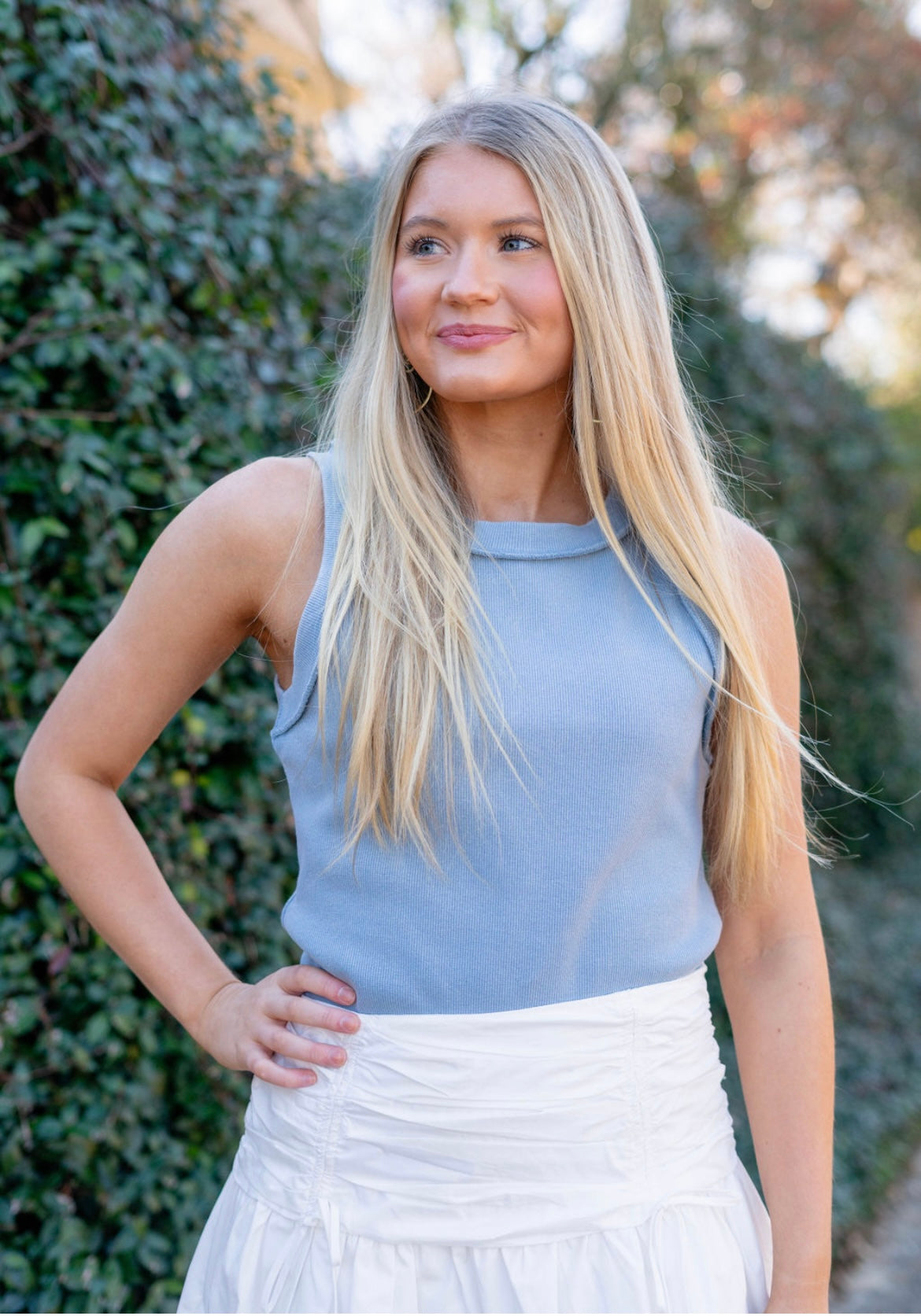 Vintage Blue Ribbed Tank